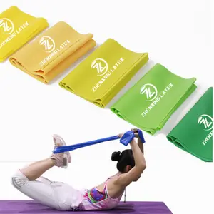 Bodybuilding Fitness Custom Latex Gratis Tpe Oem 6 Voeten Pilates Stretch Training Elastische Platte Yoga Weerstand Band Roll