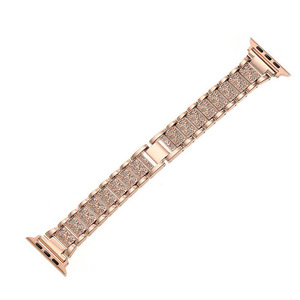 Bracelet de montre en acier inoxydable à trois perles incrustées de diamants Trendybay, fermoir pour femme, bracelet de montre pour Apple Watch Series - Product Image 3