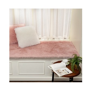 <span class=keywords><strong>Tapis</strong></span> rond doux en fausse <span class=keywords><strong>fourrure</strong></span> de mouton, grand accessoire <span class=keywords><strong>blanc</strong></span> et rose, parfait pour une chambre à coucher, moquette synthétique pelucheuse et douce - Product Image 3