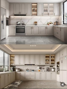 Gabinete de Cocina Modular de Aluminio con Estantes Abiertos, Almacenamiento Lateral, <span class=keywords><strong>Puertas</strong></span> de PVC, Incluye Accesorios de Iluminación, Listo para Armar - Product Image 3