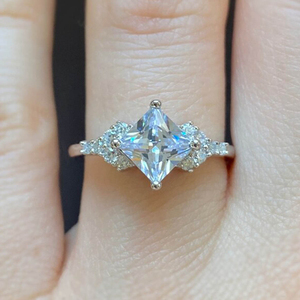 Gift for <b>Birthday</b> Bridal <b>Accessories</b> Anniversary Wedding S925 Diamond Shaped Aquamarine Cz Engagement Ring Wedding Dainty Rings - Product Image 5