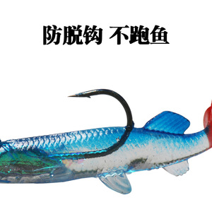 Leurre souple bionique sardine 75mm 6.6g bleu cristal, boîte de 5 pièces, leurre de surface pour la pêche au bar - Product Image 5
