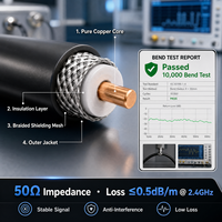 Câble coaxial RF en cuivre à faible perte UHF PL259 PL-259 Mâle-Mâle, 50 Ohms, pour systèmes d'extension d'antenne HX00684-15
