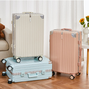 Maleta con Marco de Aluminio Rosa de 20 Pulgadas con Ruedas Giratorias, Equipaje de Viaje para Mujer con Cerradura, Color Sólido, Modelo 801 - Product Image 3