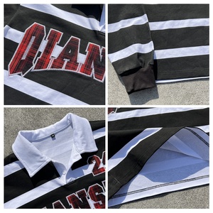 QIANSHI <span class=keywords><strong>Polo</strong></span> Oversize a Maniche Lunghe in Cotone Termico da <span class=keywords><strong>Uomo</strong></span>, 300gsm, con Spalle Cadenti, Taglio Corto, a Righe, Ricamato - Produttore - Product Image 3