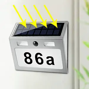 DIY Solar House Number Plaque Light with 200LM Motion Sensor LED Light Address Number Solar house number with light