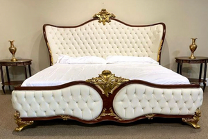 Compre una Cama Moderna de Madera de Teca con Acabado Blanco, Cama de Madera de Teca de Lujo para Villa, Hotel y Fabricante de Muebles de Dormitorio Premium en EE. UU. - Product Image 2