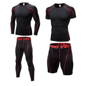 Shorts de sport pour hommes à compression musculaire haute élasticité, coupe ajustée, et T-shirt à manches longues pour le fitness - Product Image 6