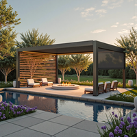 Pergola rétractable en aluminium imperméable pour l'extérieur avec toit ouvrant à lamelles en PVC, gazebo pare-soleil pour jardin