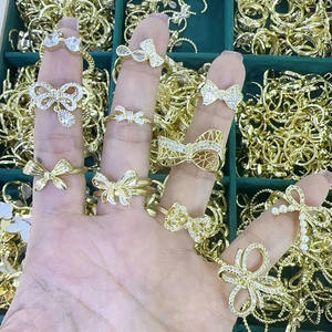 Cincin Pernyataan Pita Cantik RM1659, Cincin Janji Kesucian Simpul Cinta Emas 18k yang Anggun untuk Wanita, Cincin Pita Minimalis Trendi untuk Sehari-hari - Product Image 1