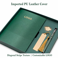 Ensemble Cadeau Exécutif en Cuir PU Texturé Robuste avec Clé USB et Carnet à Rayures Diagonales pour Affaires