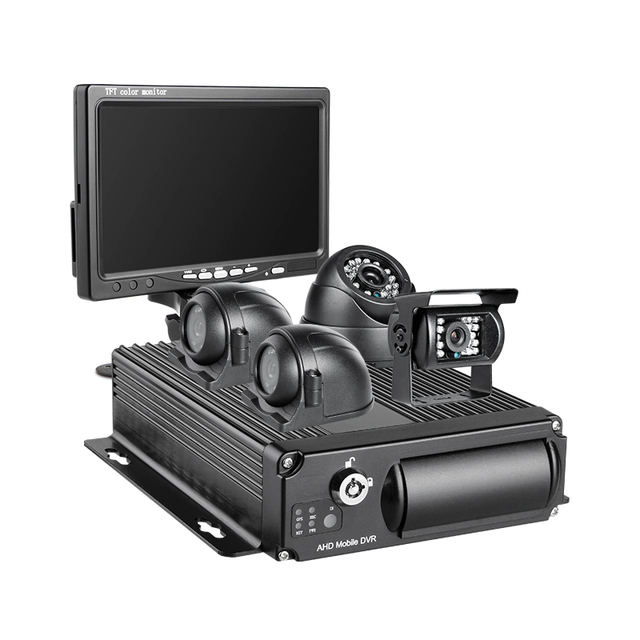 Dual SD Card MDVR Kit  4G WIFI GPS  1080P AHD  Mobile Car DVR With 4 IR Night Vision Waterproof Cameras and 7 Inch VGA Monitor