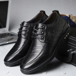 Men's <b>Height</b> <b>Increasing</b> <b>Shoes</b> 6cm Hidden Rise Top Grain Cowhide Leather Business Casual Lace Up Solid Color Black - Product Image 2