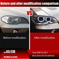 Ensemble de phares LED complets pour BMW X5 E70 2007-2013, lentille laser améliorée, Angel Eye DRL, clignotant modifié, style Ikon