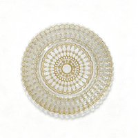 Assiette de présentation en verre transparent gaufré dentelle pour décoration de table de mariage, desserts et dîners