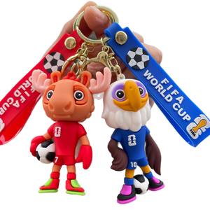 2026年 クロスボーダー アメリカ-カナダ-メキシコ マスコットサッカー PVC製 丸型漫画人形ペンダントキーホルダー 小さなギフト - Product Image 1