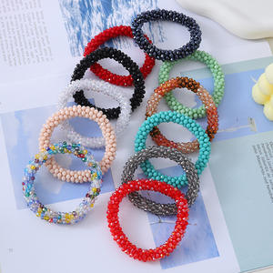 Mode verre cristal perles de rocaille rouleau <span class=keywords><strong>Bracelet</strong></span> à la main élastique corde népal <span class=keywords><strong>Crochet</strong></span> Splashy cheveux Headrope bande pour les femmes - Product Image 1