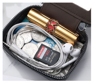 Tas rias kecil modis dengan cermin kantung kosmetik Mini wadah kosmetik ritsleting Logo kustom wadah penyimpan lipstik perlengkapan mandi kantong Kosmetik - Product Image 4