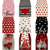 Chemin de table pour la Saint-Valentin 13 * 72 pouces, chemin de table rouge avec des elfes nains en forme de cœur, utilisé pour la décoration de la Saint-Valentin et des anniversaires