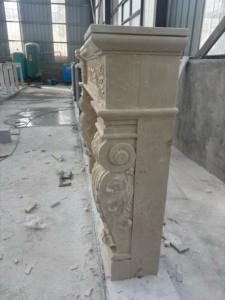 مدفأة رخامية بيج إسبانية عالية الجودة ، نحت رائع لديكور المنزل الفاخر - Product Image 3
