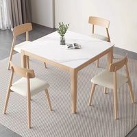 Table à manger carrée moderne extensible en bois massif avec plateau en ardoise, résistante à la chaleur et aux rayures, 8 places, garantie 5 ans, pour petits espaces