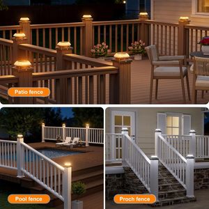Lampes solaires pour poteaux de clôture blanches - Lampes solaires pour poteaux extérieurs étanches avec lumière chaude/naturelle/froide, pour poteaux en bois/vinyle de 4x4 - Product Image 4