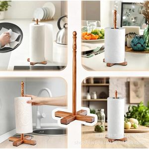 Wooden <b>Paper</b> Towel Holder 13.07 Inch Height Non Slip Base <b>Kitchen</b> Storage Rack For <b>Paper</b> Towel Cling Film Roll Stand - Product Image 5