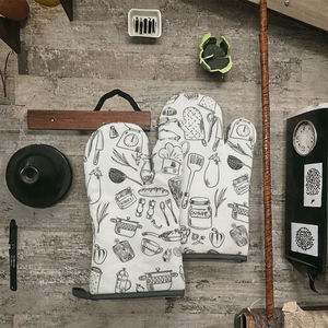 Vente en gros de gants de four écologiques réutilisables, logo personnalisé imprimé, 100% coton biologique, compatibles micro-ondes et résistants à la chaleur, faciles à transporter - Product Image 3