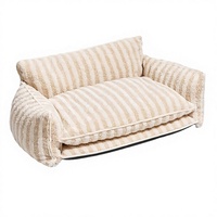 Lit pour animaux de compagnie en peluche d'agneau rayé, amovible et lavable, canapé-lit et lit pour chien, lits pour chiens et chats, personnalisation et vente en gros