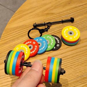 Sports Fitness Weightlifting Exercise Combination Barbell Mini Dumbbell Soft Rubber Keychain <b>Backpack</b> Pendant Wholesale - Product Image 2