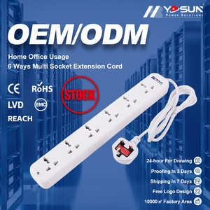 ปลั๊กพ่วง 6 ช่อง 10A 250V แบบปลั๊กอังกฤษ พร้อมไฟแสดงสถานะเปิด/ปิด สำหรับใช้ในบ้านและสำนักงาน - Product Image 1