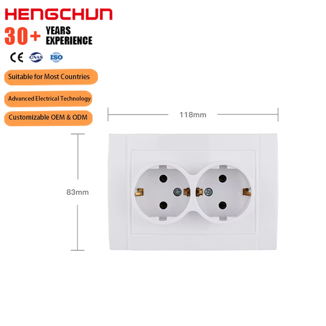 EU Standard Wall Switch and Socket 16A 250V Smart Switch Socket Schuko Outlet with PC Panel for Home Electrical Use