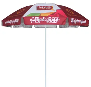 Promotional Telecom Company Beach Umbrella for Myanmar Market Burma Beach Parasol Myanmar Parasol