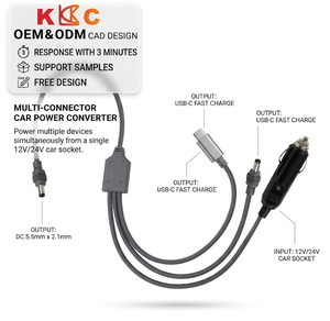 12V 18AWG Car Cigarette Lighter DC Power Cord USB <b>Type</b>-<b>C</b> Port / Satellite Router Auto Charger / IP20 Rated for RV Camper - Product Image 1