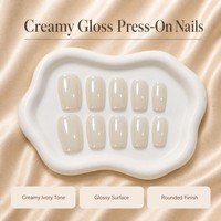 T1741 Kaixin – Faux ongles à presser couleur ivoire crémeux, finition arrondie en acrylique, pour fêtes et événements – Vente chaude