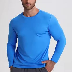 Camiseta de Manga Larga de Alta Calidad para Hombre, Personalizable, Lisa, de Poliéster y Algodón, Talla Grande, Deportiva, de Manga Completa - Product Image 1