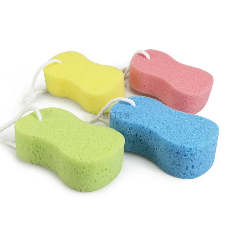 Colorful wave wholesale popular colorful high quality block shape bath sponge shower puff