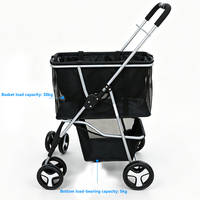 Nouvelle poussette double pour animaux de compagnie, pliable en un clic, chariot de camping détachable, panier de courses multifonctionnel pour l'extérieur