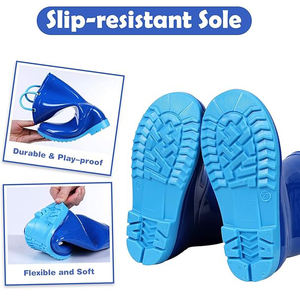 Bottes de <span class=keywords><strong>pluie</strong></span> imperméables en caoutchouc pour enfants en bas âge, garçons et filles, couleurs vives, poignées faciles à enfiler, chaussures de <span class=keywords><strong>pluie</strong></span> d'extérieur - Product Image 5