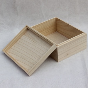 Caja de almacenamiento de menú de madera de Paulownia sin terminar, caja de baratija barata con bisagras rectangulares, almacenamiento de joyería multifuncional Technics de laca - Product Image 5