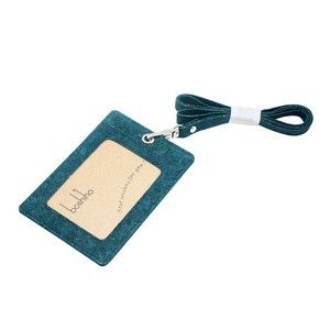 Boshiho RTS Vegan Cork Card Horizontal School <b>Id</b> Badge <b>Holder</b> Friendly Retractable Security Badge <b>Holder</b> with Lanyard - Product Image 1