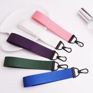 Wholesale Custom Colorful Plain Nylon Strap Metal Hook In Stock Key chain Webbing Wrist Lanyard for keys bags