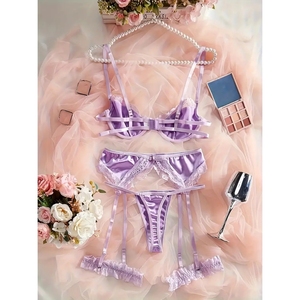 Lila Strumpfband Gürtel Sexy Dessous Sets Reife Damen Dessous - Product Image 2