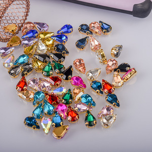 Zhubi-<span class=keywords><strong>gotas</strong></span> de <span class=keywords><strong>agua</strong></span> con diamantes de imitación de cristal, cuentas de gota de acero inoxidable doradas de colores para fabricación de joyas, venta al por mayor - Product Image 4
