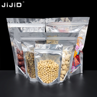 Sachet refermable JIJID en Mylar avec fermeture éclair, sac en aluminium à fond plat, sachet transparent en feuille d'aluminium pour l'emballage alimentaire