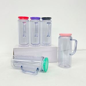12oz 16oz Double Wall Snow Globe Glitter Plastic Acrylic <b>Cup</b> Iced Coffee Mug Tumbler with Predrilled Hole Handle - Product Image 2