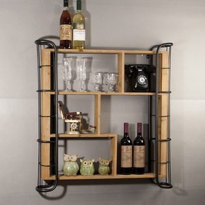Nouveau Bar Moderne Restaurant En Fer Forgé Cloison <span class=keywords><strong>Vin</strong></span> Support Étagère Murale Flottante - Product Image 3