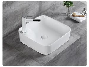 Lavabos carrés de salle de bains de petit lavabo de main blanc brillant de conception moderne pour l'hôtel - Product Image 4