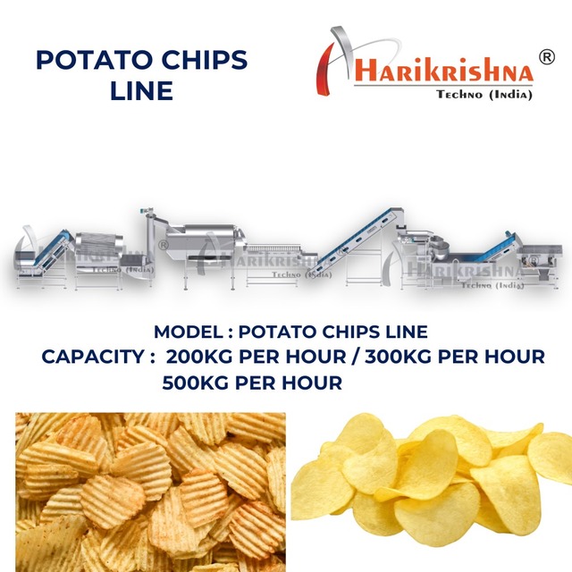 Hari Krishna Techno FFully Automatic Potato Chips Making Machine 60kW Electric Heating Export Quality