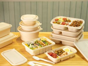 Boîte d'emballage alimentaire à emporter fécule de maïs biodégradable écologique 5 compartiments boîte à lunch fécule de maïs fécule de maïs - Product Image 6